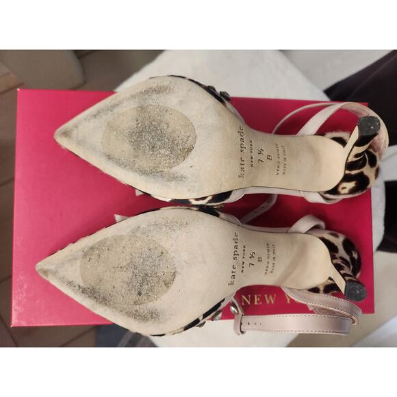 Kate Spade Lydia Calf Hair & Leather Jeweled Pointed Bow Heels Women Shoes 7.5 - Picture 6 of 6